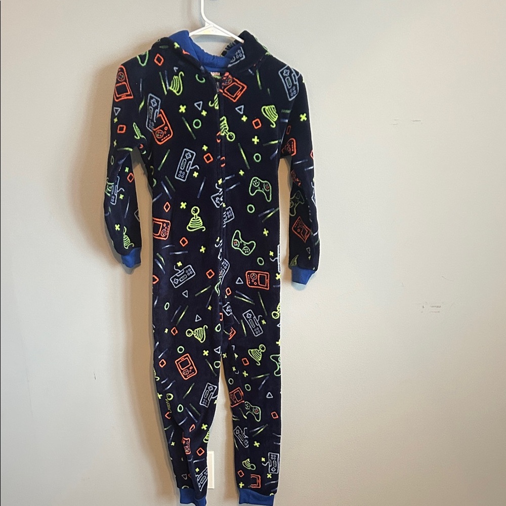 Kids Navy Blue Gaming Print Pajamas